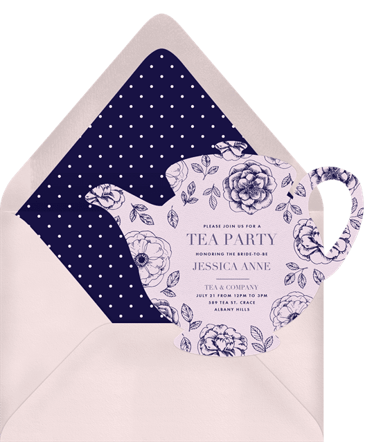 Bridal shower invitations: dainty teapot invitations