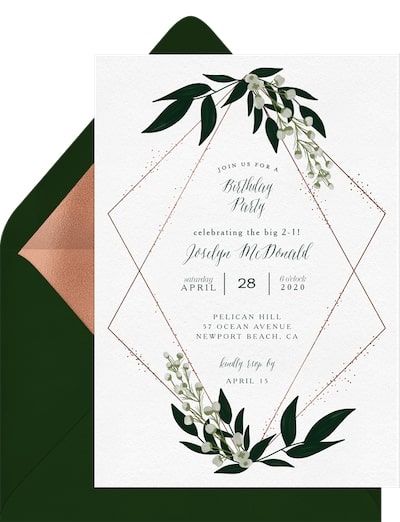 Delicate Geometric Frame invitation for a murder mystery engagement party theme