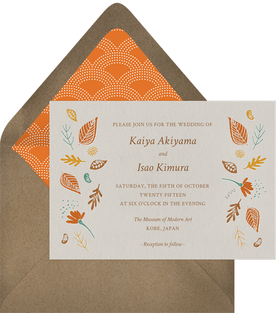 fall wedding invitations: Fall Foliage Invitation from Greenvelope