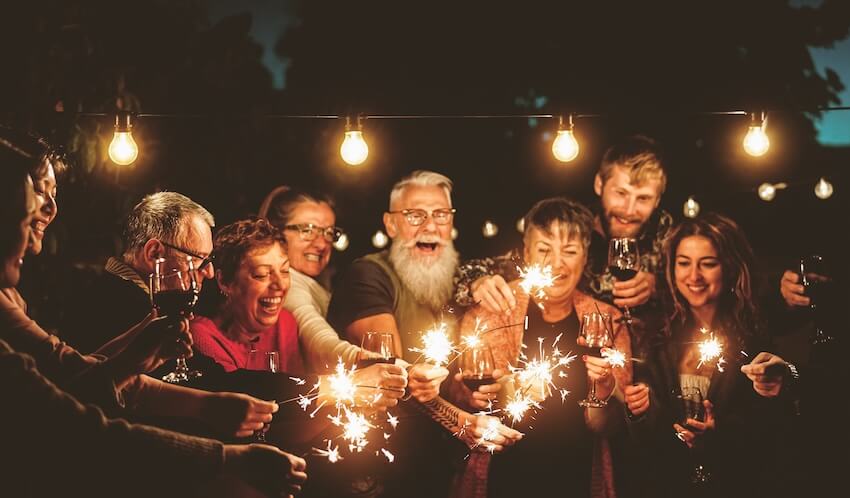 Family holding some sparklers