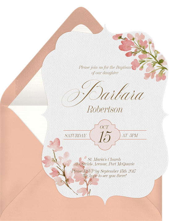 Floral Bat Mitzvah Baptism Invitation