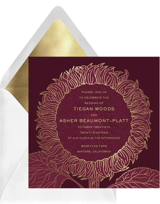 Foiled Stamped Sunflower Invitation from Greenvelope