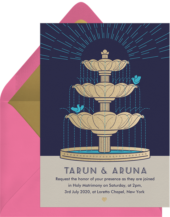 Fountain Lovebirds Invitation from Greenvelope