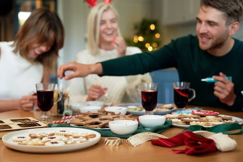 Friends decorating cookies