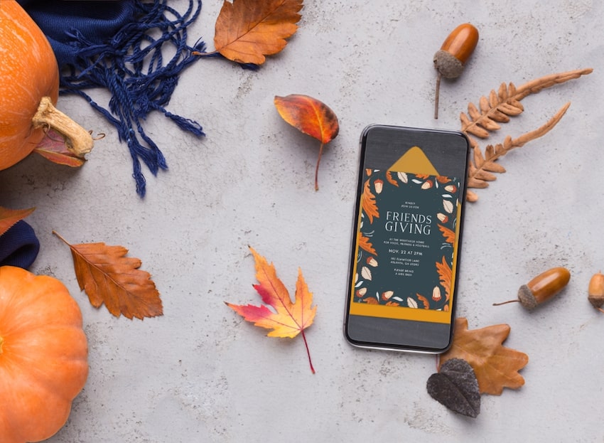 Friendsgiving invitation on a phone screen