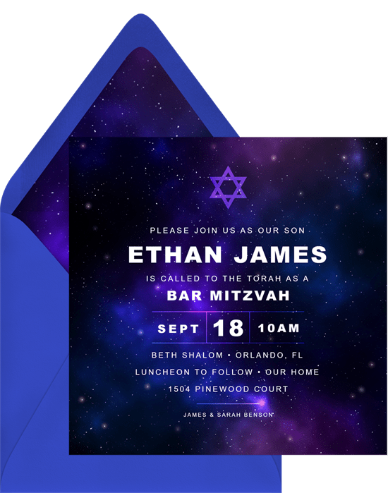 galaxy-themed invitation from Greenvelope