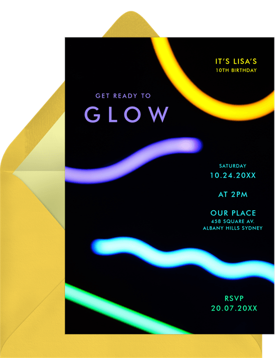 bowling party invitations: Glow Sticks Invitation