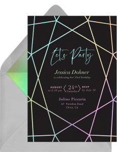 teen birthday party ideas: glow-in-the-dark party invitation from Greenvelope
