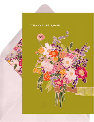 how to write a thank you card: thank you card with flowers