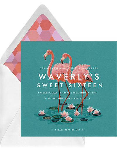 sweet 16 ideas: fab flock invitation