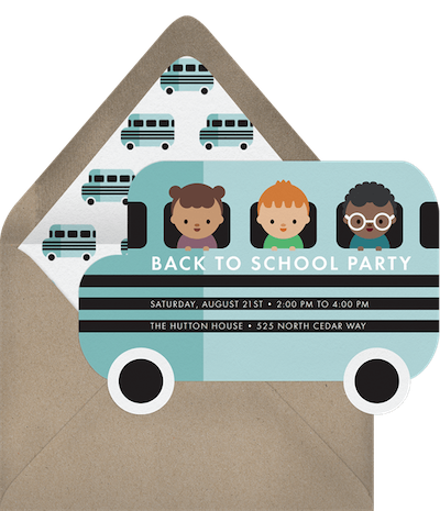 Party theme ideas: Wheels on the bus invitation