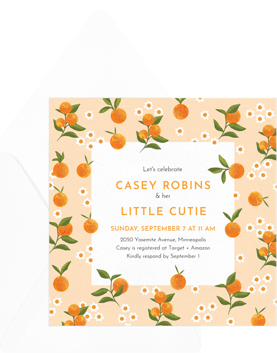 virtual baby shower invitation wording: Little Cutie Invitation from Greenvelope