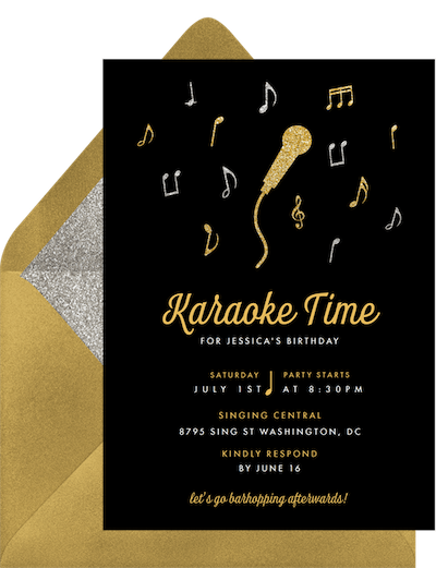 Adult party ideas: Karaoke night invitation