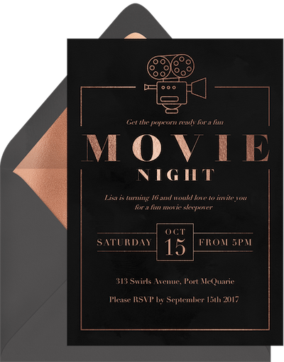 Party theme ideas: Classic movie night invitation