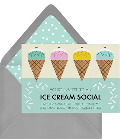 Party theme ideas: Ice cream social invitation
