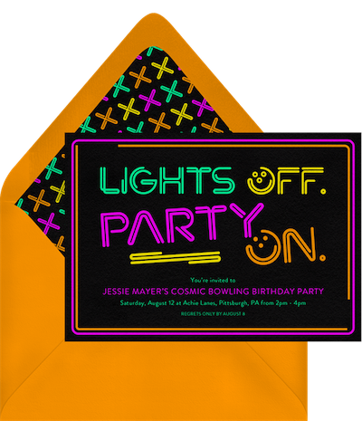 Adult party ideas: Bowling night invitation