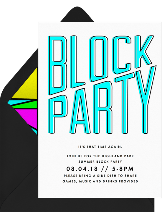 Retro Block Party Invitation by Greenvelope
