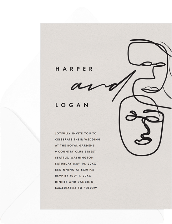 wedding poems: Linework Couple Invitation by Greenvelope