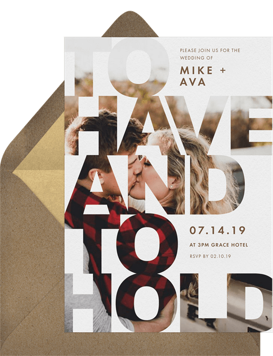 COVID wedding ideas: Bold Type Invitation by Greenvelope