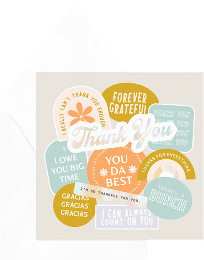 how to write a thank you card: card with different thank you messages