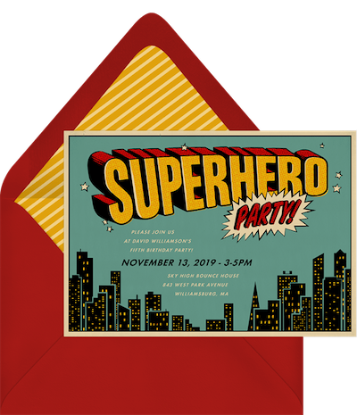 Party theme ideas: Superhero party invitation