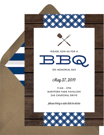 Memorial Day BBQ themed invitation