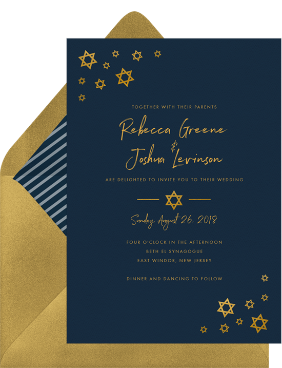 Jewish wedding invitation wording: Simply Stars Invitation from Greenvelope