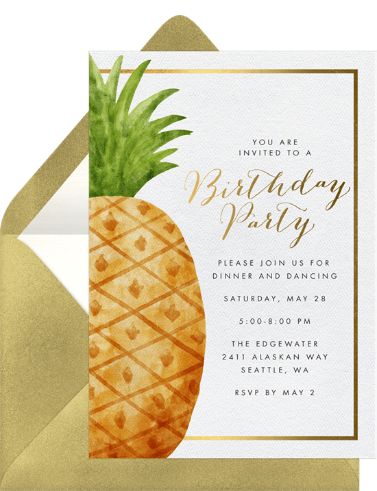 Hawaiian theme party: Giant Pineapple design invitation