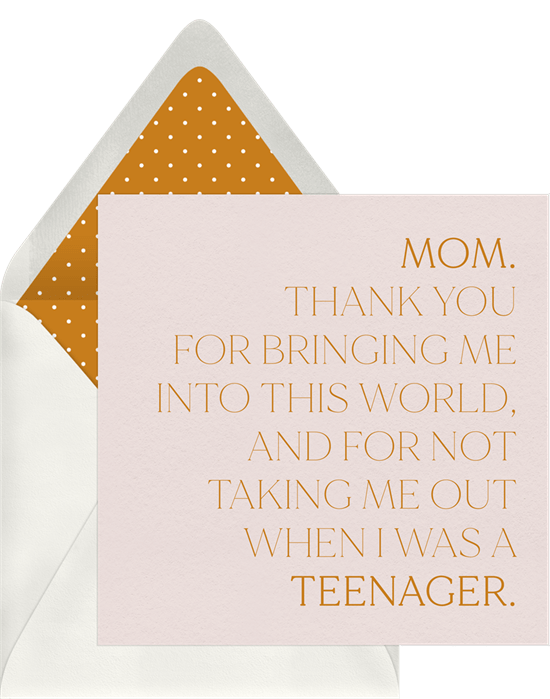 Mother’s Day card ideas: Thanks Mom Card