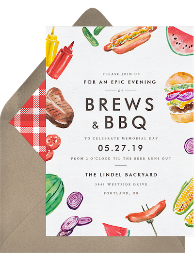 Memorial Day Brews & BBQ themed invitation