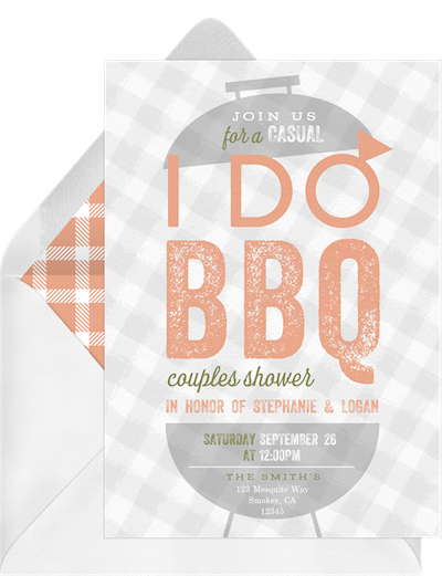 BBQ themed engagement card invitation