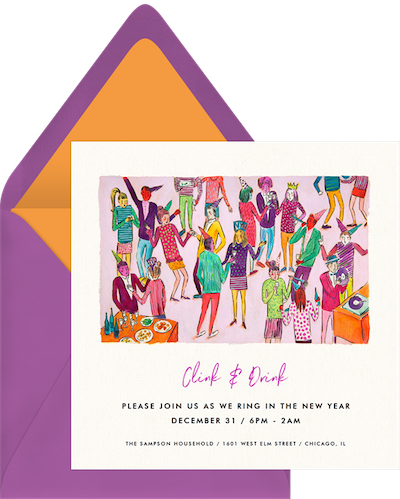New Years Eve food: Clink & Drink invitation