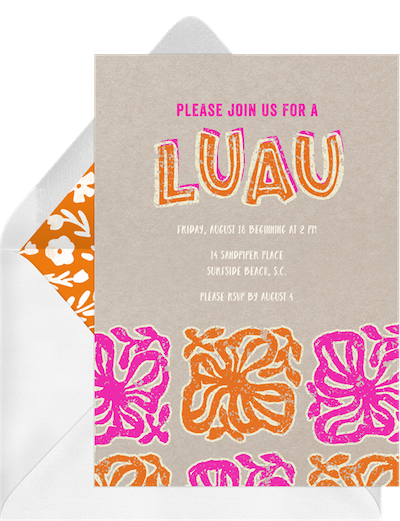 Party theme ideas: Luau stamp invitation