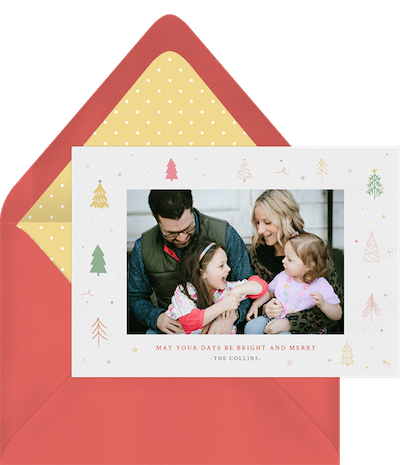 Christmas gift card: Cheerful Trees card