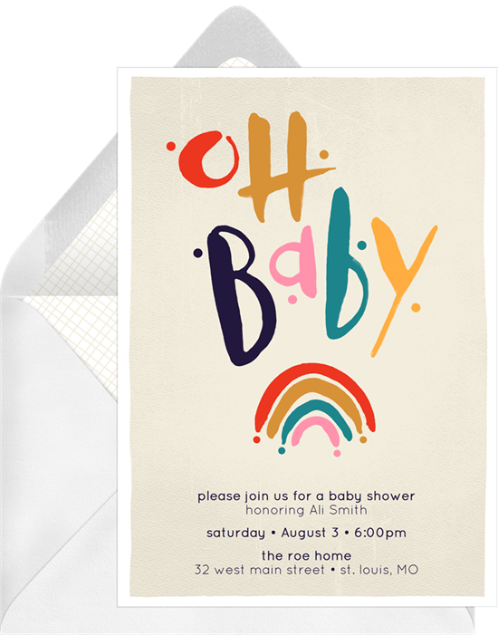baby shower themes: Baby Rainbow Invitation by Greenvelope