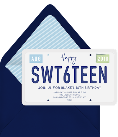 sweet 16 ideas: happy swt6teen invitation