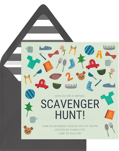 Virtual game night: Scavenger hunt invitation