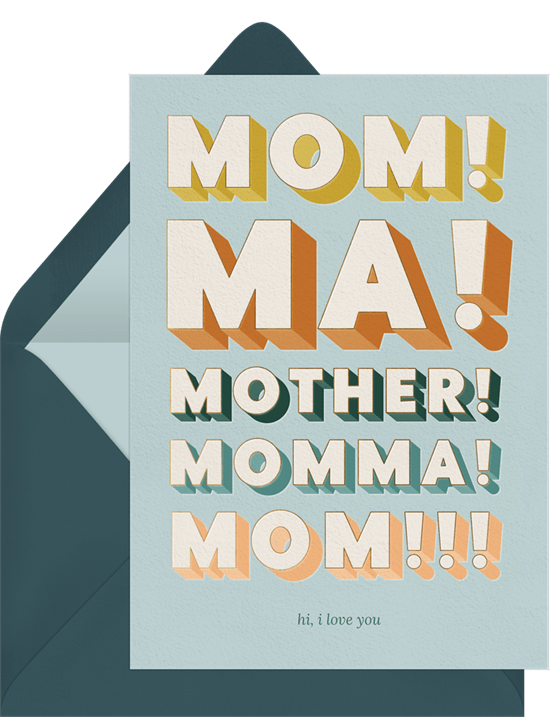 Mother's Day card ideas: Mom! Card