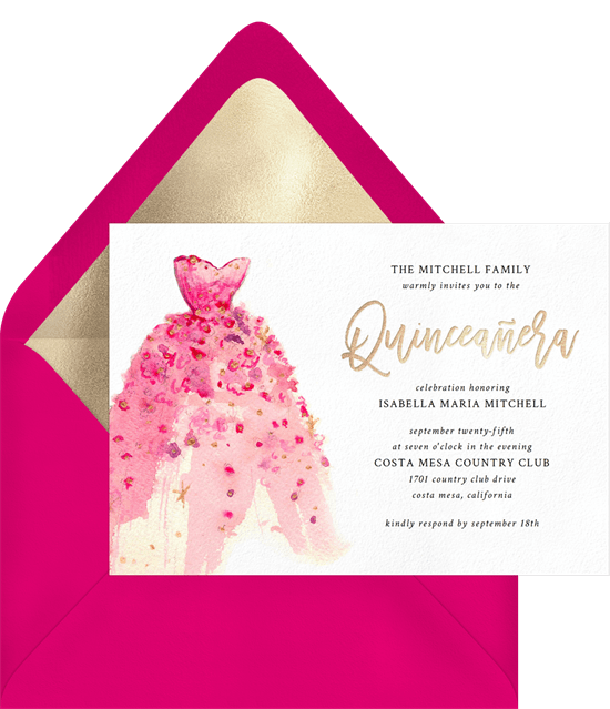 quinceanera party: Girly Gown Invitation by Greenvelope