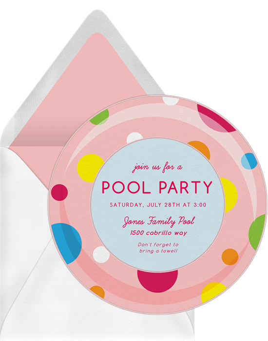 summertime party invitations: Polka Dot Inner Tube Invitation by Greenvelope