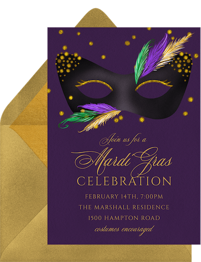 Mardi Gras decorations: Mardi Gras mask invitation