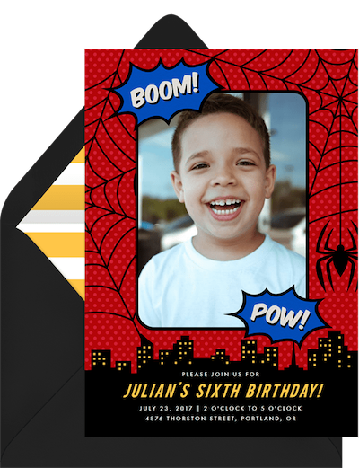 Spider hero invitation