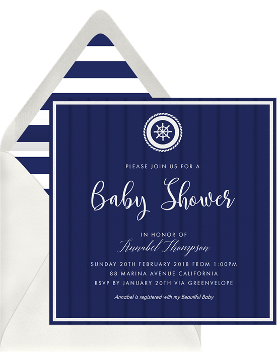 nautical theme baby shower decor: Let’s Set Sail Invitation