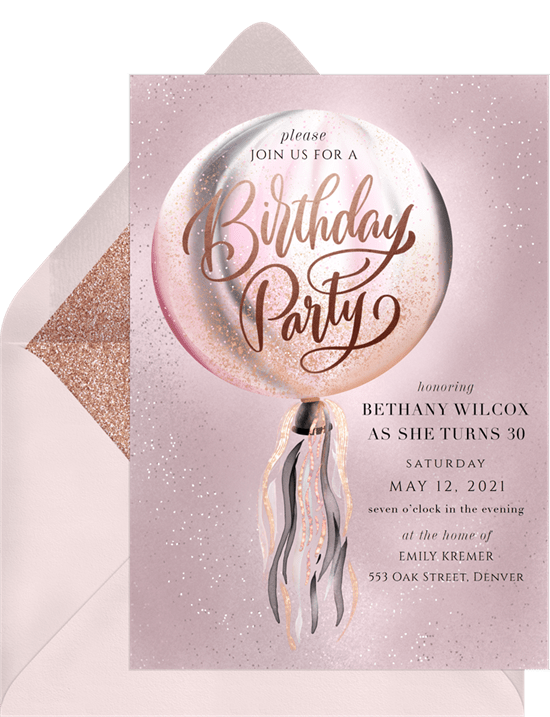 DIY party decorations: Iridescent Confetti Balloon Invitation by Greenvelope