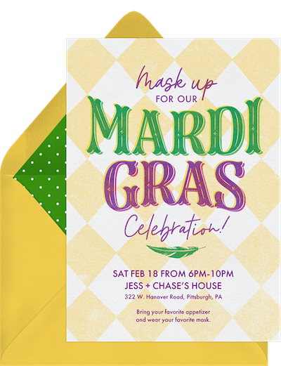 Mardi Gras decorations: Offset Mardi Gras invitations