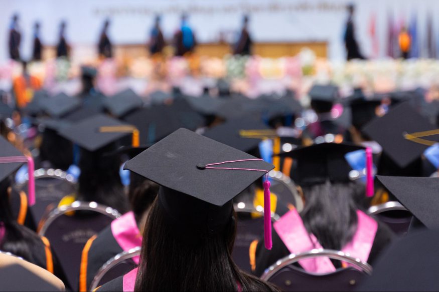 College graduation invitations: Group of graduates