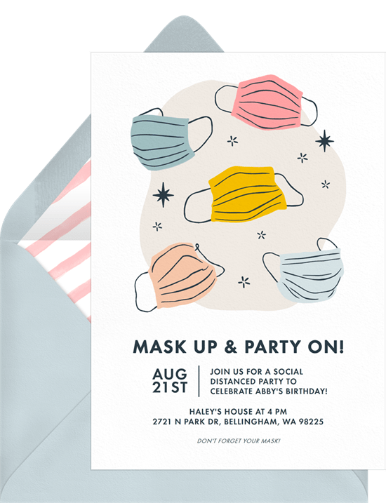 Mask Up Party On Invitation by Greenvelope