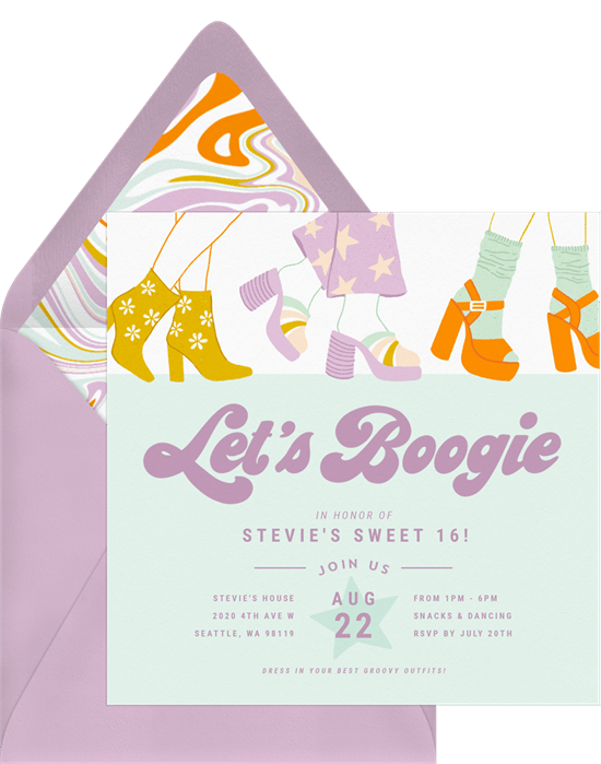 sweet 16 party ideas: Boogie Time Invitation by Greenvelope