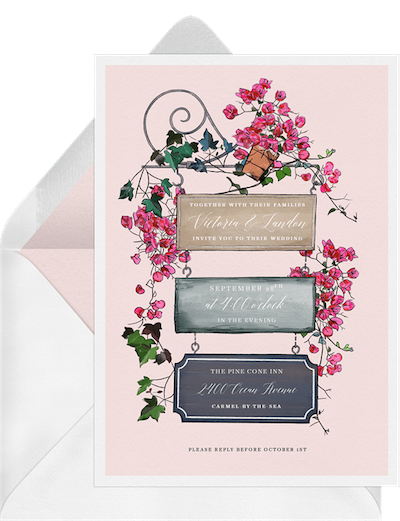 Bright Bougainvillea Wedding Invitation