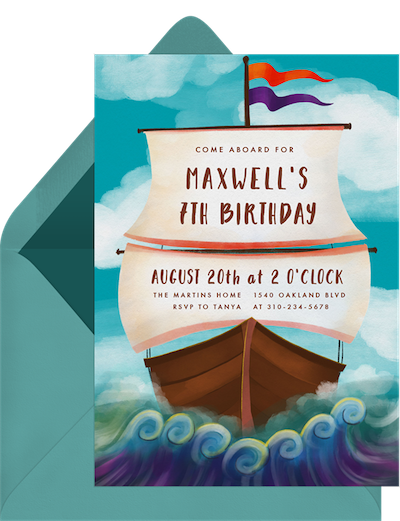 Pirate ship invitation